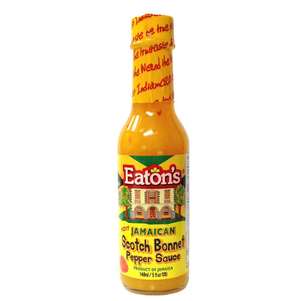 Eaton's Crushed Scotch Sauce from Jamaica. 6 x 148ml tray